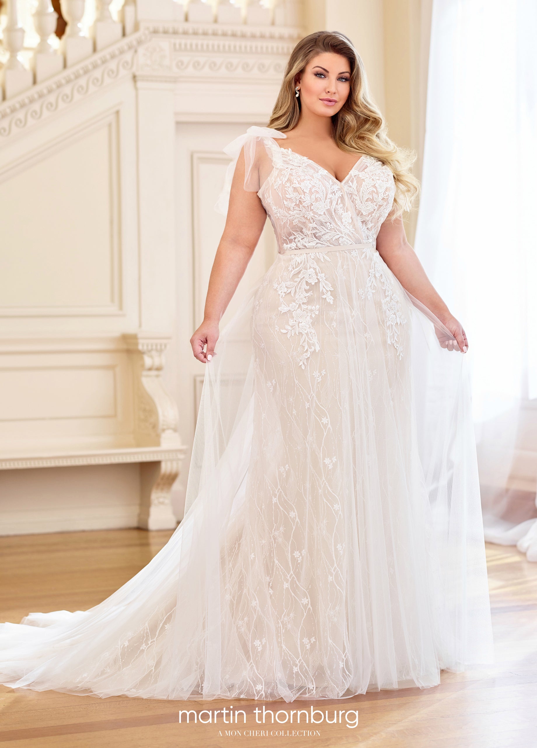 Martin Thornburg 221203W Blaye Illusion Sleeve Plus Size Wedding Dress 