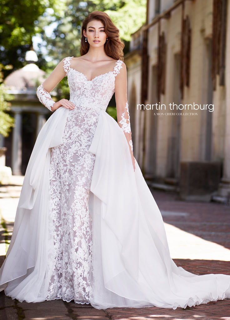 Martin Thornburg 119284W Dolores Long Sleeve Plus Size Bridal Dress